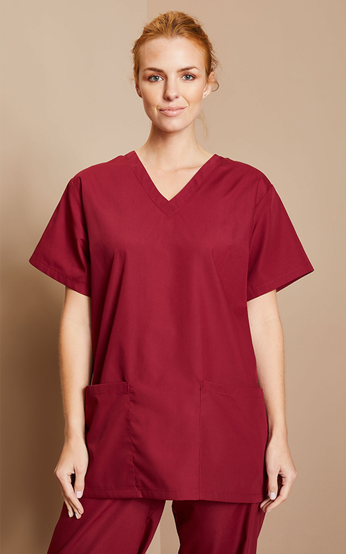 Unisex Lightweight Scrub Top, Burgundy