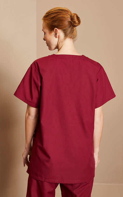 Unisex Lightweight Scrub Top, Burgundy